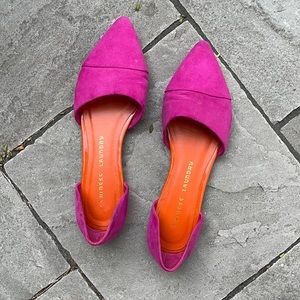 Hot pink suede d’orsay flats